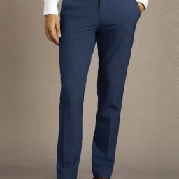 Louis Philippe Navy Slim Fit Trousers-picture-12