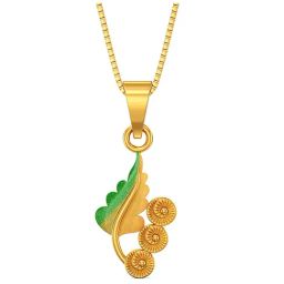 Joyalukkas Gold 22k Green Lumini Leaf Casual Pendants for Women-15
