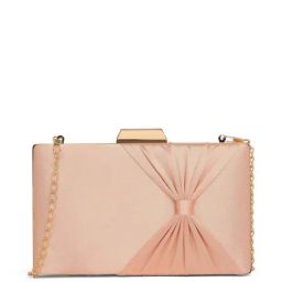 Lavie Bow Frame Pink Solid Clutch-image-80
