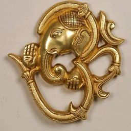 Ekaa Handicrafts Golden Brass Lord Ganesha With Om Wall Hanging-image-54