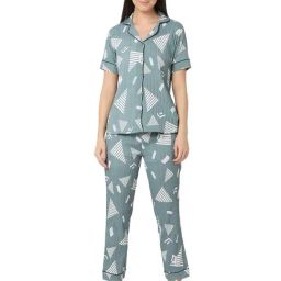 Smarty Pants Green Printed Shirt With Lounge Pants-image-95