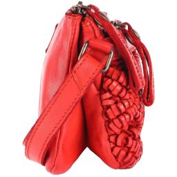 KOMPANERO Macrame Pep Red Textured Medium Sling Handbag image 5