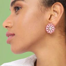 Sohi Gold Plated Party Designer Stone Stud Earrings image 2