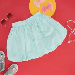 Pantaloons Junior Kids Aqua Blue Cotton Regular Fit Skirt-picture-12
