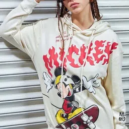 Bewakoof Beige Graphic Relaxed Fit Hoodie-picture-21