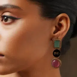 Abdesigns Gold-Tone Plated Minimal Dangler Earrings-image-19