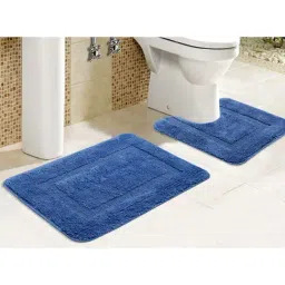 Saral Home Navy Cotton 2222 GSM Bath & Contour Mat Set-image-6