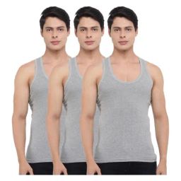Dollar Bigboss Grey Cotton Regular Fit Derby Vests (Pack Of 3)-image-19