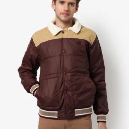 Campus Sutra Maroon & Camel Brown Regular Fit Colour Block Jacket-image-64
