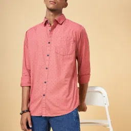 YU by Pantaloons Red Cotton Slim Fit Printed Shirt-image-7
