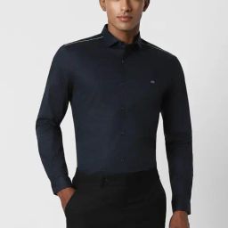 Peter England Perform Mid Navy Slim Fit Printed Shirt-image-72