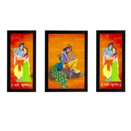 eCraftIndia Set of 3 Radha Krishna Satin Matt Texture UV Art Painting-47