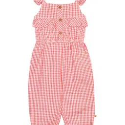 Budding Bees Kids Red Checkered Jumpsuit-picture-30