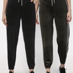 NEUDIS Black & Olive Green Mid Rise Joggers - Pack Of 2-image-28