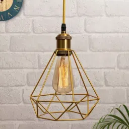 Homesake Fixture Farmhouse Golden Metal Cage Lampshade Hanging Pendant Light (Bulb not included)-image-11