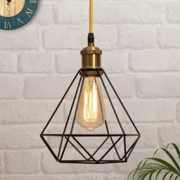 Homesake Farmhouse Black & Golden Metal Cage Lampshade Hanging Pendant Light (Bulb not included)-image-16