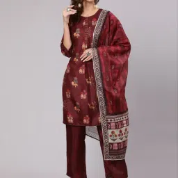 Jaipur Kurti Maroon Printed Kurti Pant With Dupatta-image-13