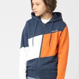 Jack & Jones Junior Multicolor Color Block Full Sleeves Hoodie-image-58