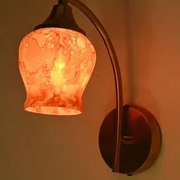 SOMIL Orange Printed Glass Cylinder Shaped Wall Lamp-image-77