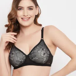 Clovia Grey & Black Lace Full Coverage Bra-image-77