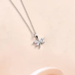 Ornate Jewels 925 Silver Marquise American Diamond Butterfly Pendant With Chain-image-64