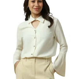Allen Solly Beige Polyester Solid Long Sleeves Formal Shirt-image-52