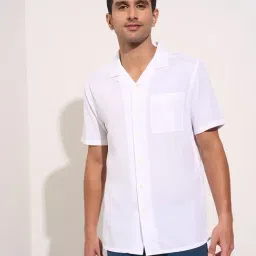 Peregrine by Pantaloons Bright White Slim Fit Solid Shirts-picture-16