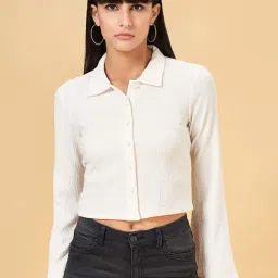 SF Jeans by Pantaloons White Slim Fit Crop Shirt-image-61