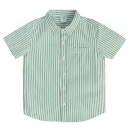Miniklub Boys Green Striped Regular Fit Shirt-image-2