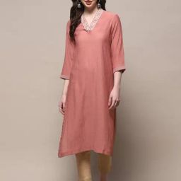 Biba Rose Pink Printed Straight Kurta-image-119