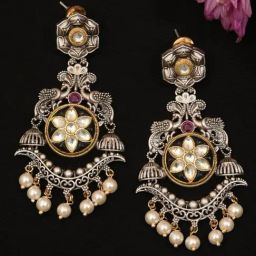 Abdesigns Silver Two-Tone Collection Dangler Earrings image 2