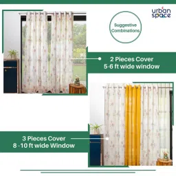 Urban Space Multicolor Polyester Printed Window Curtain with Eyelets & Tieback - Set of 2 (5 ft) image 5