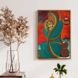 999Store Multicolor Canvas Lord Krishna Yashoda Maa Bal Gopal Painting With Frame-13