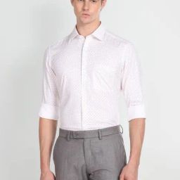 Arrow Beige Cotton Regular Fit Printed Shirt-picture-12