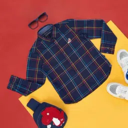 Pantaloons Junior Navy Cotton Chequered Full Sleeves Shirt-image-20