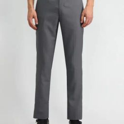 Arrow Grey Slim Fit Texture Trousers-picture-5