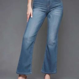 Miss Chase Light Blue Clean Look Regular Length Blast Effect Light Weight Denim Jeans-image-10