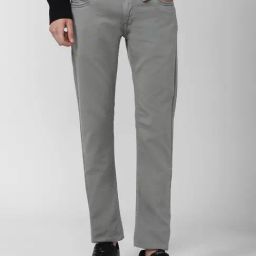 Peter England Jeans Grey Cotton Slim Fit Jeans-image-75