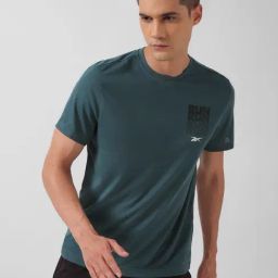 Reebok Teal Green Regular Fit Printed Sports T-Shirt-image-88