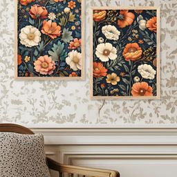 Kotart Brown & White Set Of 2 Wood Floral Wall Paintings-picture-5