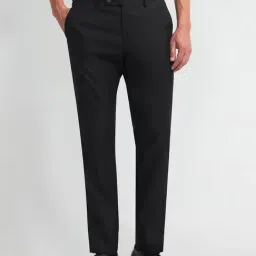 Arrow Black Relaxed fit Solid Trousers-picture-13
