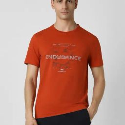 Van Heusen Red Slim fit Print Casual T-Shirt-image-45
