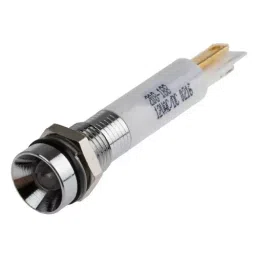 RS PRO White Panel Mount Indicator, Mounting Hole Size 8 mm, Termination Type Solder Tab, IP Rating IP67, Model No 208188-28