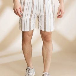Being Human Beige Slim Fit Striped Shorts-picture-18