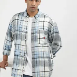 Tommy Hilfiger Ancient White & Multi Cotton Regular Fit Checks Shirt-image-24