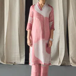 Bombay Bloom Abstract Printed Pure Hemp Tunicwith Trouser-image-85