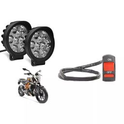 Cartronics 9 Round Cap LED Fog Light With On/Off Switch KTM Duke 390 (Set of 2 Pcs)-40