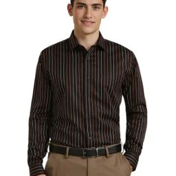 Allen Solly Black Cotton Slim Fit Striped Shirt-image-31