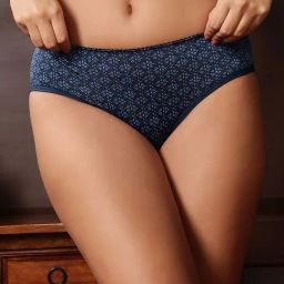 Clovia Navy Blue Regular Fit Printed Panties-image-82