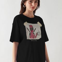 TOGS & TERRE Women Deadpool Graphic Printed Round Neck Cotton Oversized T-shirt-image-71
